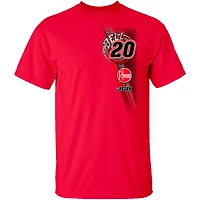 T-shirt rouge pour homme de la collection Joe Gibbs Racing Team avec voiture Christopher Bell Rheem