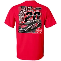 T-shirt rouge pour homme de la collection Joe Gibbs Racing Team avec voiture Christopher Bell Rheem