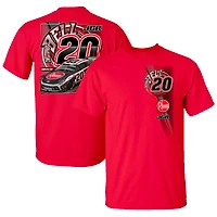 T-shirt rouge pour homme de la collection Joe Gibbs Racing Team avec voiture Christopher Bell Rheem