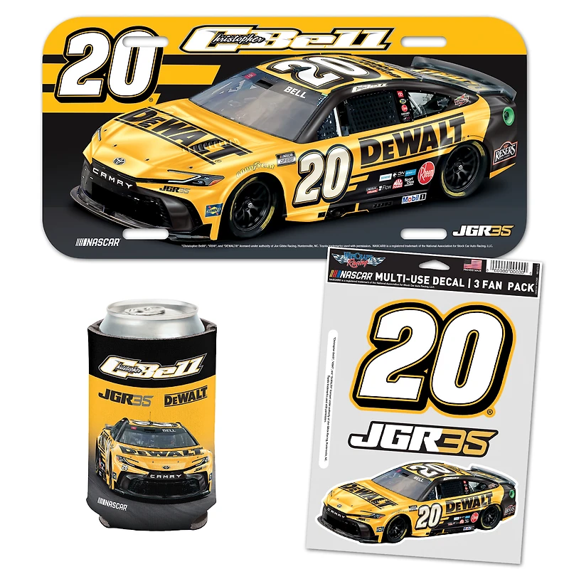 WinCraft Christopher Bell DeWalt Fan Pack with License Plate, Decal Set & Can Cooler