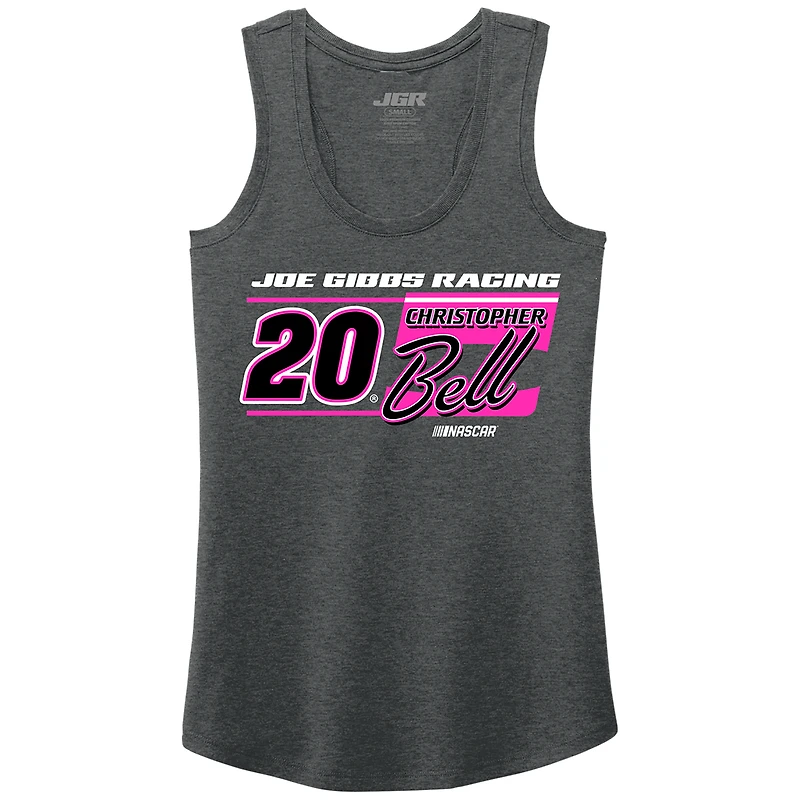 Débardeur pour femme avec nom et numéro de Christopher Bell la collection Joe Gibbs Racing Team Heather Black