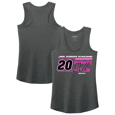 Débardeur pour femme avec nom et numéro de Christopher Bell la collection Joe Gibbs Racing Team Heather Black
