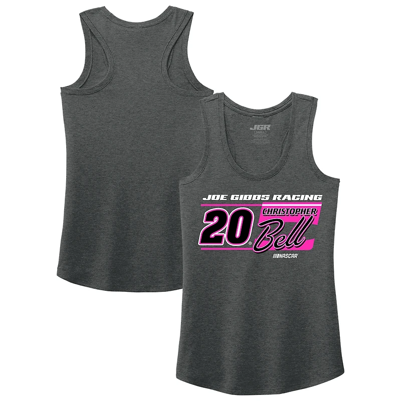 Débardeur pour femme avec nom et numéro de Christopher Bell la collection Joe Gibbs Racing Team Heather Black