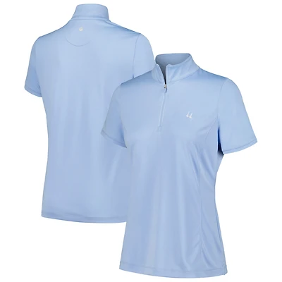 Polo convertible à quart de zip EPNY Churchill Downs bleu clair pour femme