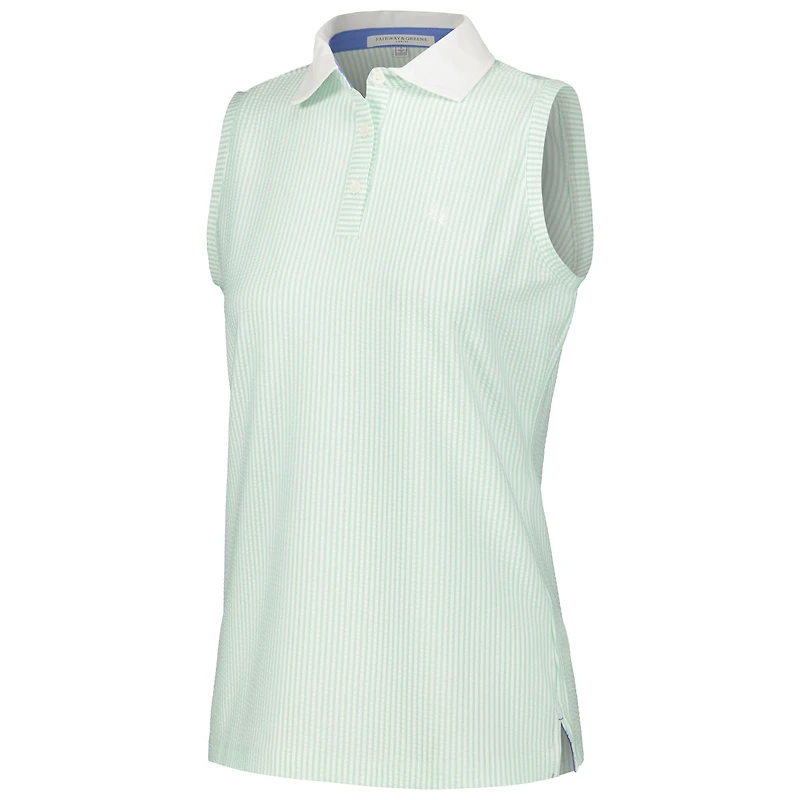 Women's Fairway & Greene Light Green Churchill Downs Julie Tri-Blend Sleeveless Polo