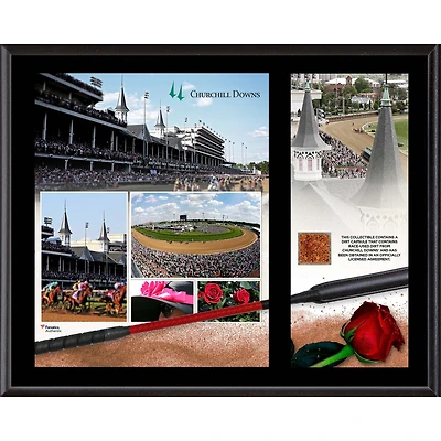 Plaque sublimée Churchill Downs 12" x 15" avec terre utilisée lors de la course de Churchill Downs
