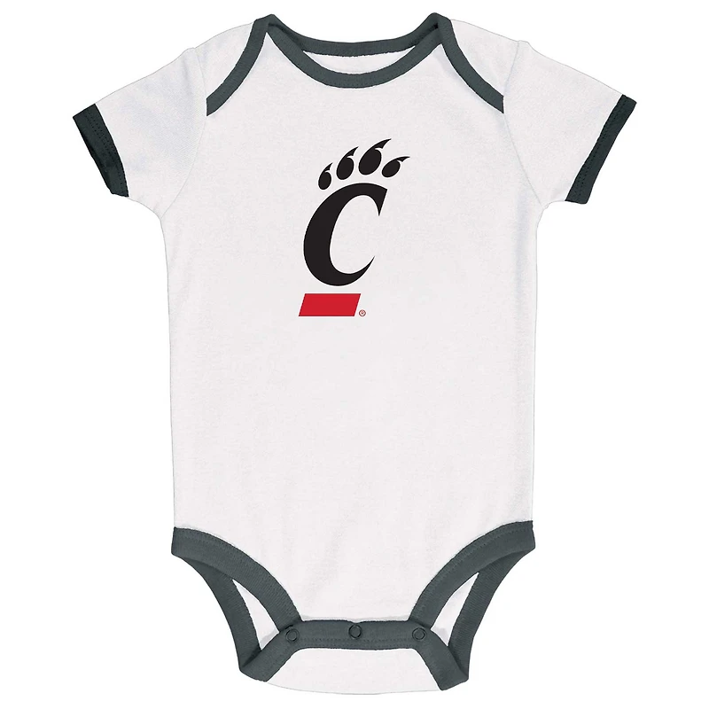 Lot de 3 bodys Cincinnati Bearcats pour bébé Champion Noir/Gris/Blanc