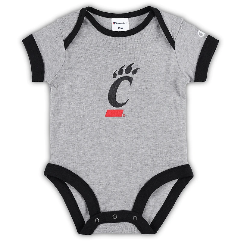 Lot de trois bodys I Wanna Be des Bearcats Cincinnati pour bébé Champion Noir/gris chiné