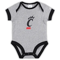 Lot de trois bodys I Wanna Be des Bearcats Cincinnati pour bébé Champion Noir/gris chiné