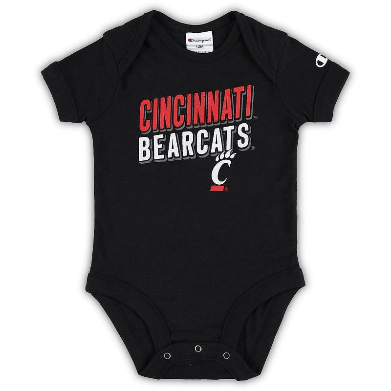 Lot de trois bodys I Wanna Be des Bearcats Cincinnati pour bébé Champion Noir/gris chiné