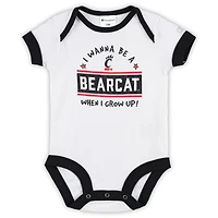 Lot de trois bodys I Wanna Be des Bearcats Cincinnati pour bébé Champion Noir/gris chiné