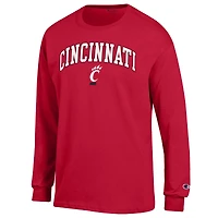 Men's Champion  Red Cincinnati Bearcats Arch Over Logo Long Sleeve T-Shirt