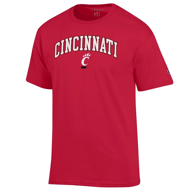 T-shirt rouge Champion pour homme avec logo Arch Over des Bearcats de Cincinnati