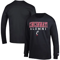 T-shirt à manches longues noir Champion pour homme avec logo des anciens Bearcats de Cincinnati