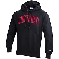 Men's Champion Black Cincinnati Bearcats Team Arch Reverse Weave Relaxed Fit Pullover Hoodie