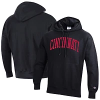 Sweat à capuche noir Champion pour homme, coupe décontractée, motif Team Arch Reverse Weave, Bearcats de Cincinnati