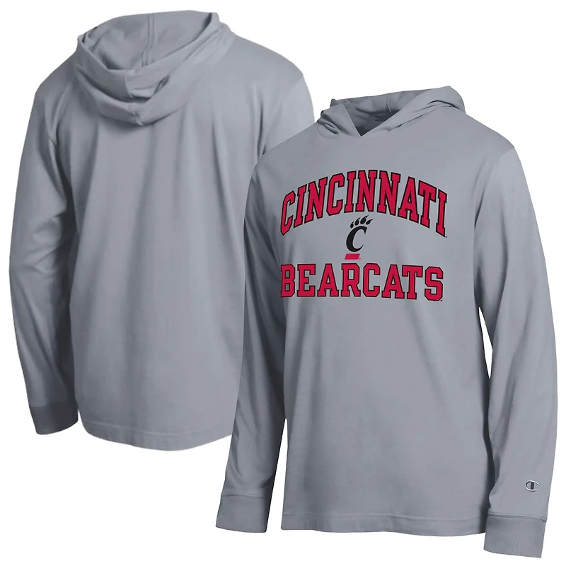 T-shirt à capuche manches longues Champion Heather Gray Cincinnati Bearcats High Motor All-Star pour homme