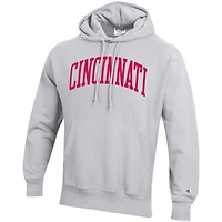 Men's Champion Heather Gray Cincinnati Bearcats Team Arch Reverse Weave Relaxed Fit Pullover Hoodie
