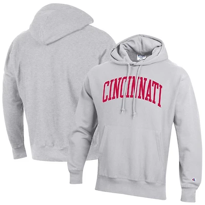 Men's Champion Heather Gray Cincinnati Bearcats Team Arch Reverse Weave Relaxed Fit Pullover Hoodie