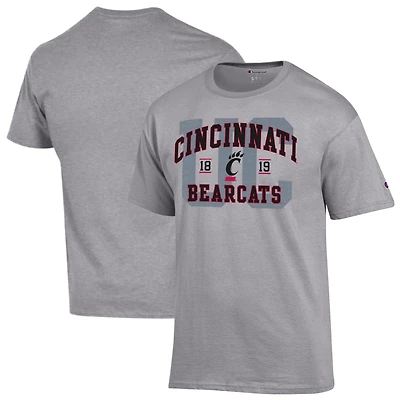 T-shirt universitaire Champion gris chiné pour hommes des Bearcats de Cincinnati