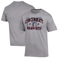 T-shirt universitaire Champion gris chiné pour hommes des Bearcats de Cincinnati
