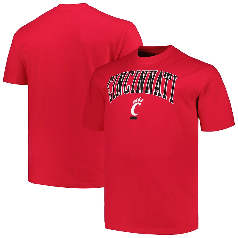 T-shirt Champion rouge pour hommes des Bearcats de Cincinnati Big & Tall Arch Over Logo