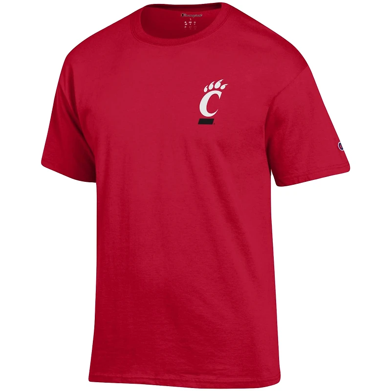 T-shirt Champion pour homme rouge Cincinnati Bearcats Stack 2-Hit