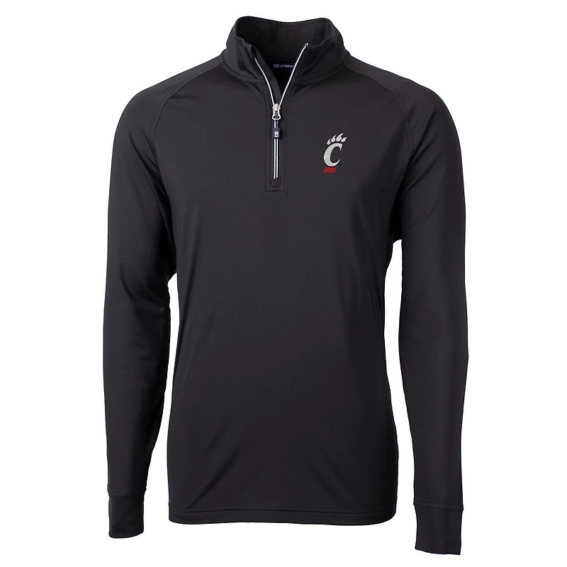 Men's Cutter & Buck Black Cincinnati Bearcats Adapt Eco Knit Quarter-Zip Pullover Jacket