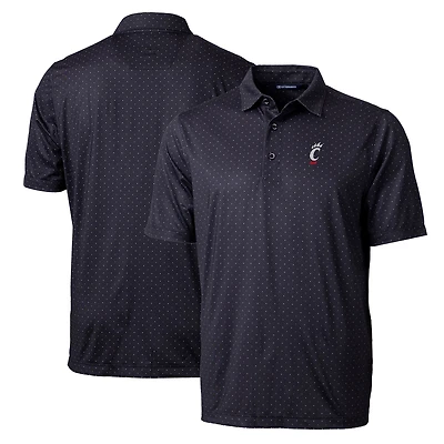 Polo stretch Cutter & Buck noir pour homme, modèle Cincinnati Bearcats, grandes tailles, imprimé à pois doubles.
