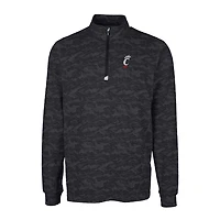 Men's Cutter & Buck Black Cincinnati Bearcats Traverse Camo Print Stretch Quarter-Zip Pullover Top