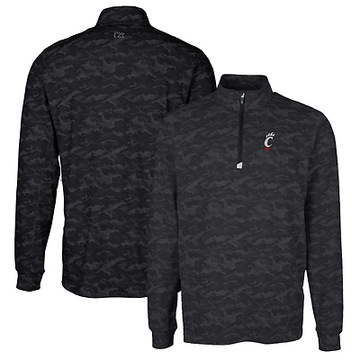 Pull-over à col zippé extensible Cutter & Buck noir Cincinnati Bearcats Traverse Camo pour homme