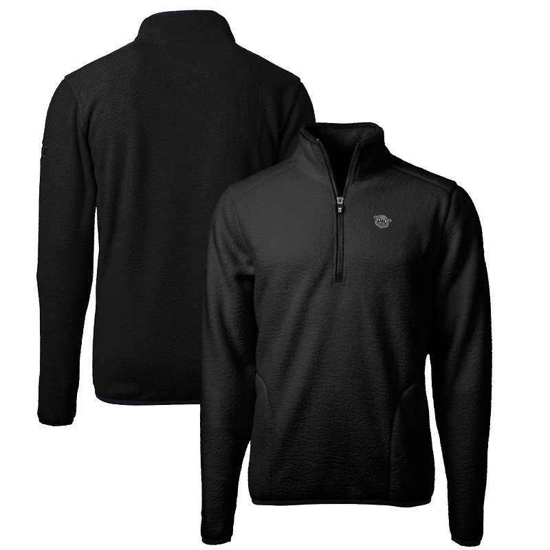 Veste polaire Sherpa écologique noire à fermeture éclair quart de tour pour homme, Cutter & Buck, Cincinnati Bearcats Vault Cascade