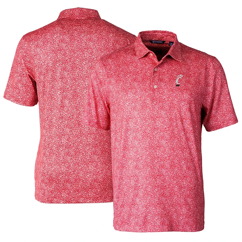 Men's Cutter & Buck Red Cincinnati Bearcats Pike Constellation Print Stretch Polo
