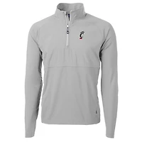 Men's Cutter & Buck Silver Cincinnati Bearcats Adapt Eco Knit Hybrid Recycled Quarter-Zip Pullover Top
