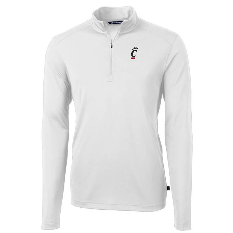 Pull-over zippé quart de tour en piqué écologique recyclé pour homme, blanc, Cutter & Buck, Cincinnati Bearcats, taille grande et taille, Virtue