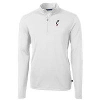 Pull-over zippé quart de tour en piqué écologique recyclé pour homme, blanc, Cutter & Buck, Cincinnati Bearcats, taille grande et taille, Virtue