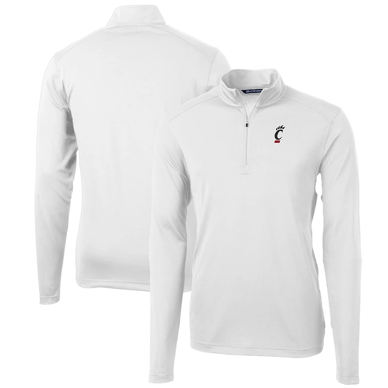 Men's Cutter & Buck White Cincinnati Bearcats Big Tall Virtue Eco Pique Recycled Quarter-Zip Pullover Top