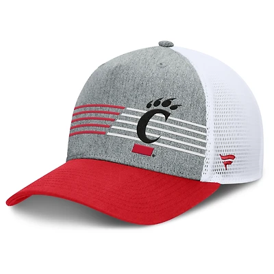 Casquette ajustable Fanatics pour hommes, gris chiné/rouge, Cincinnati Bearcats Profile Trucker