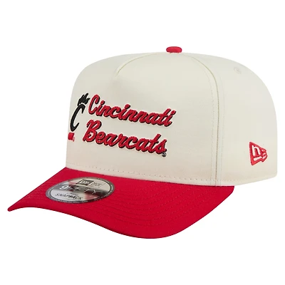 Casquette snapback 9FIFTY A-Frame vintage à point de chaînette pour homme New Era crème/rouge des Bearcats de Cincinnati
