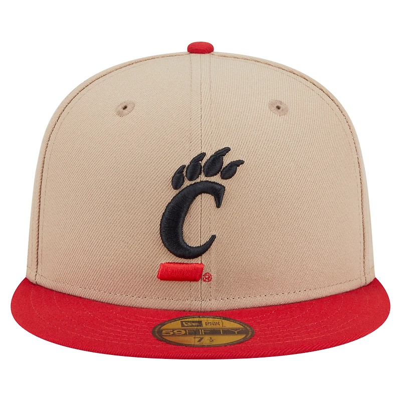 Men's New Era  Khaki Cincinnati Bearcats Two-Tone 59FIFTY Fitted Hat