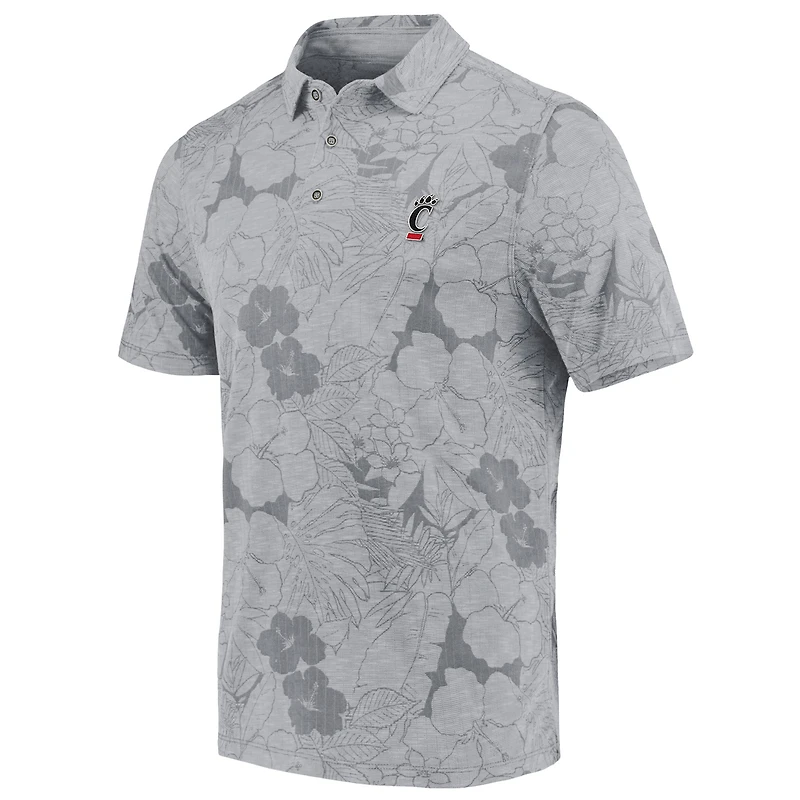 Polo Tommy Bahama gris Cincinnati Bearcats Miramar Blooms pour hommes