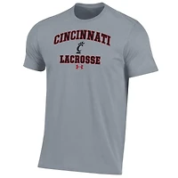 T-shirt de performance Under Armour gris Cincinnati Bearcats Lacrosse Arch Over pour homme