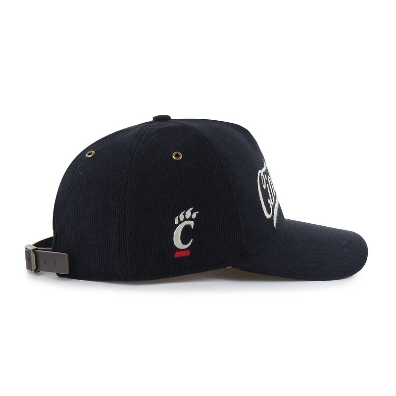 Casquette ajustable unisexe en velours côtelé Golden Age des Bearcats de Cincinnati, modèle '47, noir