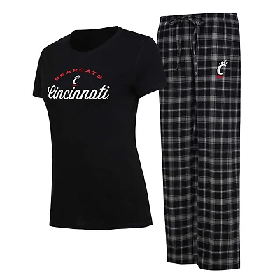 Women's Concepts Sport Black/Gray Cincinnati Bearcats Arctic Top & Flannel Pants Sleep Set