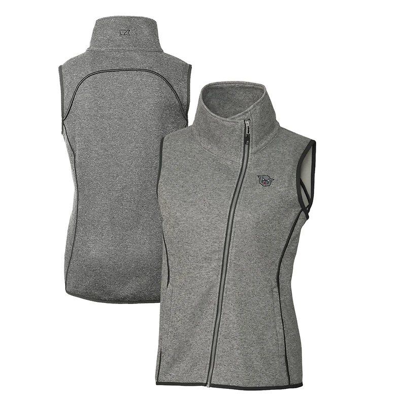Women's Cutter & Buck Heather Gray Cincinnati Bearcats Mainsail Sweater-Knit Full-Zip Vest