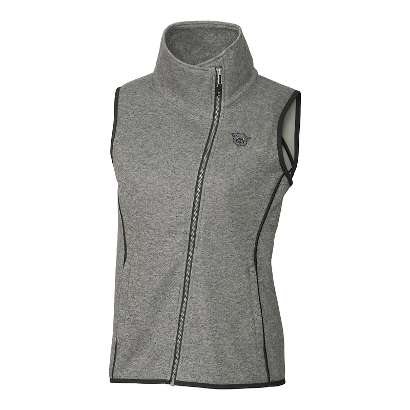 Women's Cutter & Buck Heather Gray Cincinnati Bearcats Mainsail Sweater-Knit Full-Zip Vest