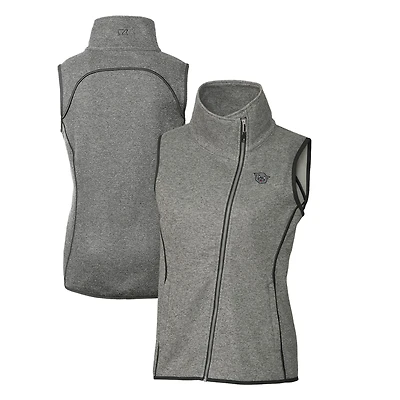 Women's Cutter & Buck Heather Gray Cincinnati Bearcats Mainsail Sweater-Knit Full-Zip Vest