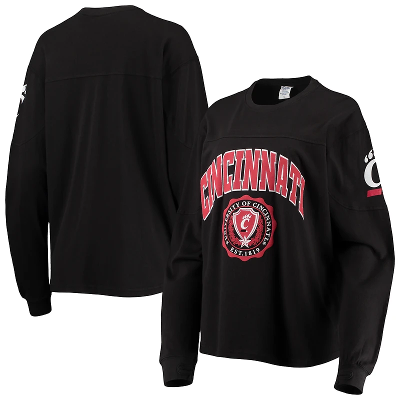 Women's Pressbox Black Cincinnati Bearcats Edith Long Sleeve Oversized Top