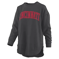 Women's Pressbox  Black Cincinnati Bearcats Melange Poncho Vintage Fleece Long Sleeve Pullover Sweatshirt