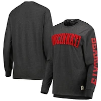 T-shirt à manches longues Pressbox Cincinnati Bearcats Two-Hit Canyon pour femme, noir